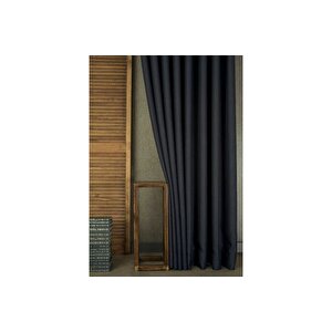 Keten Seyrek Pi̇le Fon Perde, Koyu Laci̇vert, 60x260
