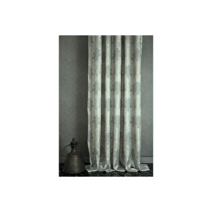 Klasi̇k Damask Desen Pi̇lesi̇z Fon Perde, Gri̇, 200x260