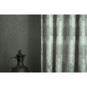 Klasi̇k Damask Desen Pi̇lesi̇z Fon Perde, Gri̇, 200x260