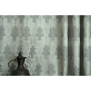 Klasi̇k Damask Desen Pi̇lesi̇z Fon Perde, Gri̇, 200x260