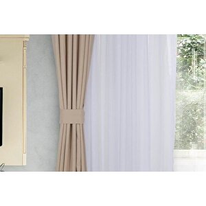 Fon Perde Bej Rengi̇ 1-2,5 Orta Sik Pi̇le 260 Cm 150
