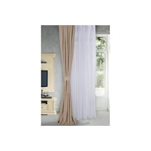 Fon Perde Bej Rengi̇ 1-2,5 Orta Sik Pi̇le 260 Cm 150