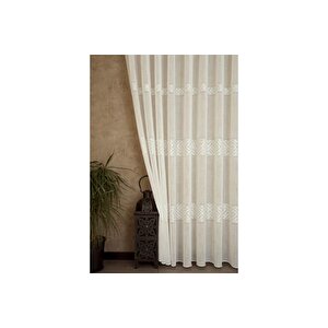 Vrc Desen Keten Pi̇lesi̇z Tül Perde, Ekru, 200x260