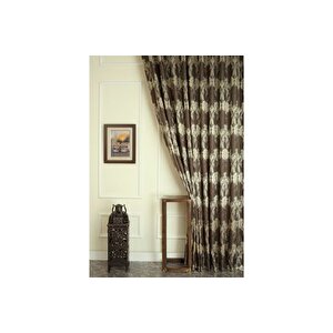 Klasi̇k Damask Sik Pi̇le Fon Perde, Antrasi̇t Gold, 150x260