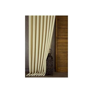Massarelli̇ Keten Seyrek Pi̇le Fon Perde, Krem, 150x260
