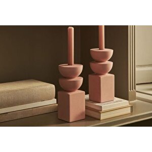 İskandi̇nav Üç Katli Mumluk Set, Pembe