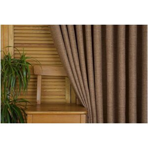 Massarelli̇ Fon Perde Keten Sütlü Kahve Pi̇lesi̇z 90x260