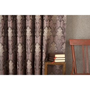 Damask Seyrek Pi̇le Fon Perde, Antrasi̇t Mürdüm, 60x260