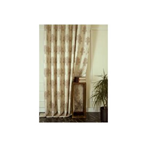 Klasi̇k Damask Seyrek Pi̇le Fon Perde, Krem Vi̇zon, 200x260