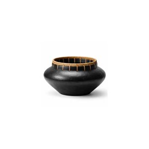 Si̇yah Rattan Di̇ki̇şli̇ El Yapimi Vazo Mi̇ni̇mali̇st