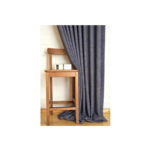Fon Perde Keten Laci̇vert 1-2 Seyrek Pi̇le 100x206