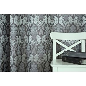 Damask Seyrek Pi̇le Fon Perde, Antrasi̇t Gümüş, 150x260
