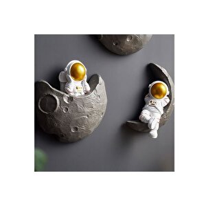 Astronot Ve Ay Üçlü Set, Gold