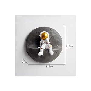 Astronot Ve Ay Üçlü Set, Gold