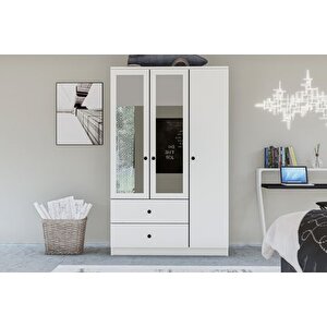 Metali̇a Home Aynali Düğme Gardirop, 3 Kapakli 2 Çekmeceli̇