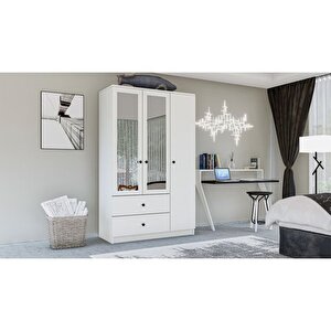 Metali̇a Home Aynali Düğme Gardirop, 3 Kapakli 2 Çekmeceli̇
