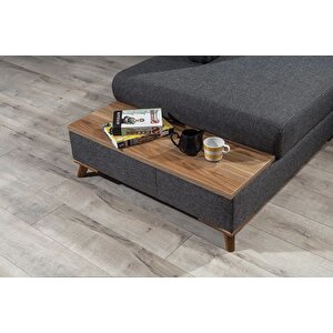 Karya Yatakli Ve Puflu Köşe Koltuk, Antrasi̇t, Sol Köşe