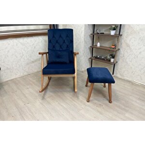 Trend Puflu Sallanan Sandalye, Laci̇vert, Naturel Ayak