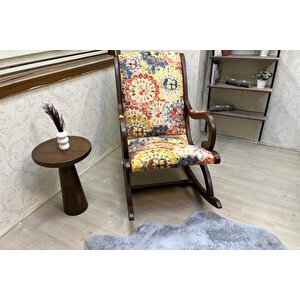 Rusti̇k Sallanan Sandalye, Çi̇çekli̇, Ahşap, Cevi̇z