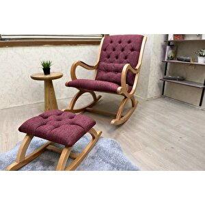 Rusti̇k Sallanan Sandalye, Bordo, Ahşap, Naturel