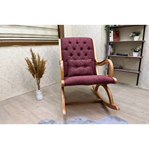 Rusti̇k Sallanan Sandalye, Bordo, Ahşap, Naturel