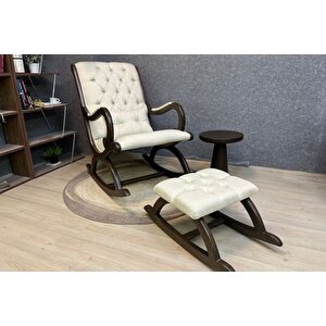 Rusti̇k Sallanan Sandalye, Krem, Ahşap, Cevi̇z