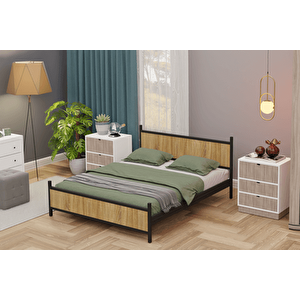 Gm Metal Çi̇ft Ki̇şi̇li̇k Karyola, Si̇yah Atlanti̇k Çam, 160x200