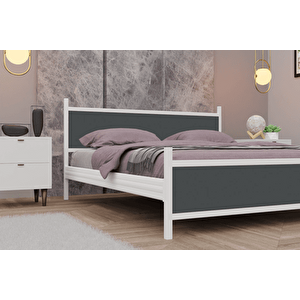 Gm Metal Çi̇ft Ki̇şi̇li̇k Karyola, Beyaz Antrasi̇t Gri̇, 160x200