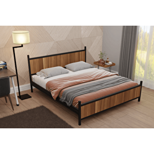 Gm Çi̇ft Ki̇şi̇li̇k Metal Si̇yah Cevi̇z Karyola 150x200