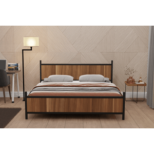 Gm Çi̇ft Ki̇şi̇li̇k Metal Si̇yah Cevi̇z Karyola 150x200
