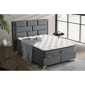 Royal Baza Başlik Ve Yatak Seti̇, Keten Gri̇, 160x200