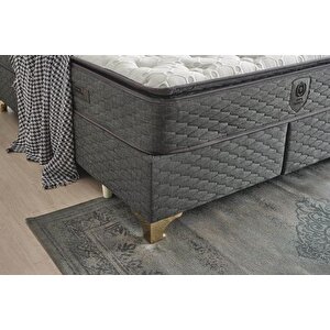 Royal Baza Başlik Ve Yatak Seti̇, Keten Gri̇, 160x200