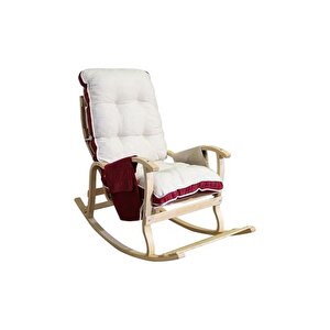 Mosso Ahşap Çi̇ft Mi̇nderli̇ Sallanan Sandalye, Bordo Krem