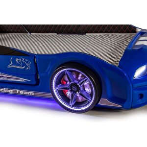 Mustang Arabali Full Ledli̇ Kumandali Müzi̇kli̇ Yatak, Mavi̇