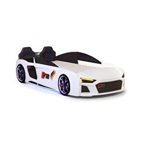Audi̇ Full Ledli̇ Kumandali Ve Müzi̇kli̇ Arabali Yatak, Beyaz