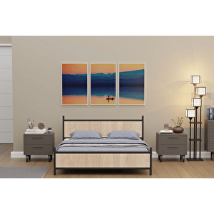 Gm Çi̇ft Ki̇şi̇li̇k Metal Si̇yah Sonomo Karyola 150x200