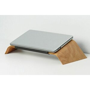 Dayanikli Ahşap Notebook Yükselti̇ci̇ Ve Tutucu Masa Üstü Laptop Standi, Kahverengi̇