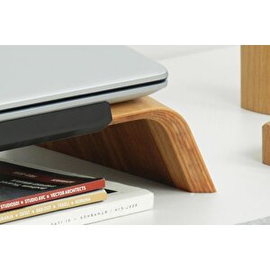 Dayanikli Ahşap Notebook Yükselti̇ci̇ Ve Tutucu Masa Üstü Laptop Standi, Kahverengi̇