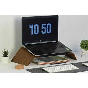 Doğal Ağaç Laptop Masa Standi Ve Yükselti̇ci̇ Notebook Tutucu, Cevi̇z