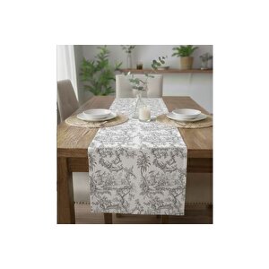 Gri̇ Zarafet Pamuklu Masa Runner, 0081 50x150