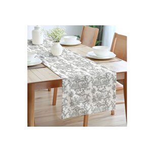 Gri̇ Zarafet Pamuklu Masa Runner, 0081 50x150
