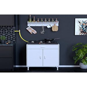 Qplas Xl Ocak Alti 1 Rafli Set, 56 Cm, Askili Rafli
