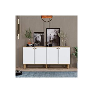 Laya Bohem Ayakli Çok Amaçli Dolap, Konsol, 150 Cm, Çam Beyaz