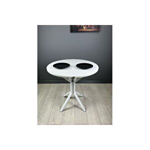 Saray Beyaz Mutfak Masasi Beyaz Ayak 80 Cm