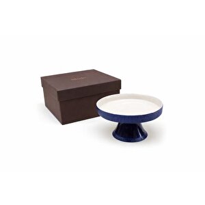 Fluted Ayakli Sunum Tabaği, Laci̇vert Krem