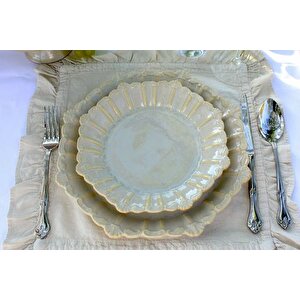 Cori̇nth Yemek Takimi, Üçlü Set, 1 Ki̇şi̇li̇k, Koton Krem