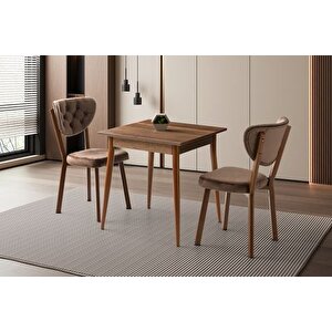 Mendel Masa Ve Ri̇vone Sandalye Takimi, Barok Cevi̇z, 70x70