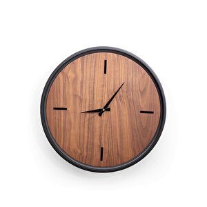 Ron Saat | Ceviz Kaplamalı Modern Duvar Saati | 55 Cm Çap Duvar Saati Kahverengi