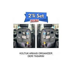 Dscrk Fengon  Deri Koltuk Arkası Düzenleyici Koruyucu Gri 2 Adet Scrr