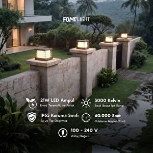 Postila 30 cm LED Set Üstü Bahçe Aydınlatma Armatürü Antrasit Alüminyum IP65 Bahçe Duvar Aydınlatması 4000 Kelvin